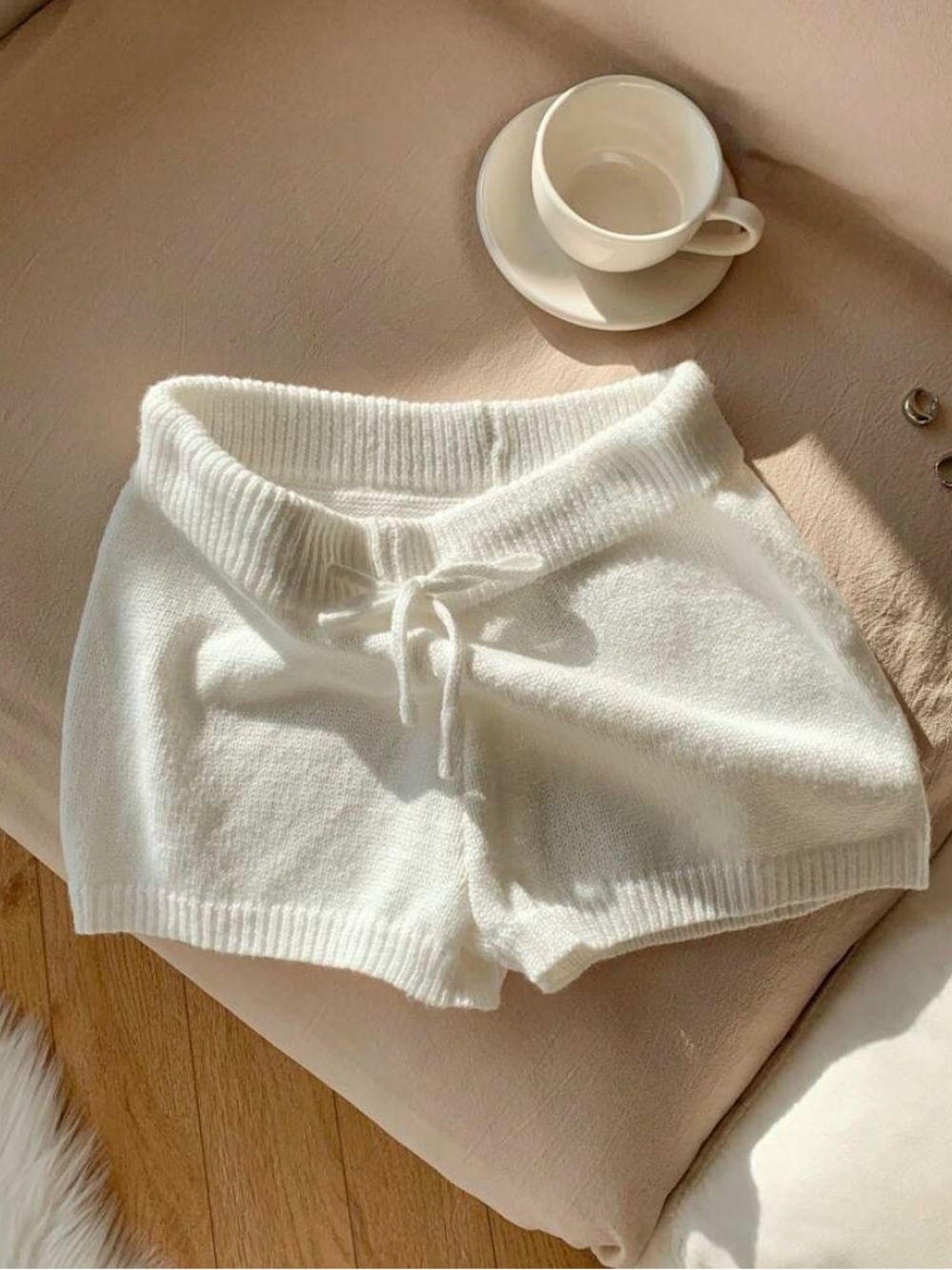 SHEIN Women’s Cream Knit Shorts